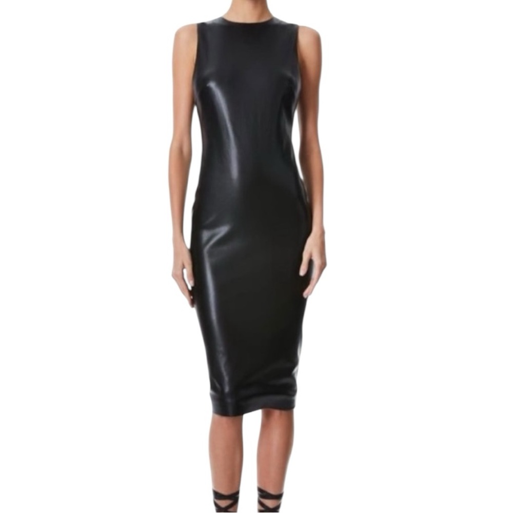 Alice + Olivia Faux Leather Midi Dress